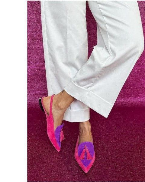 Flavia — Pointed Slingback Flats in Fuchsia and Purple