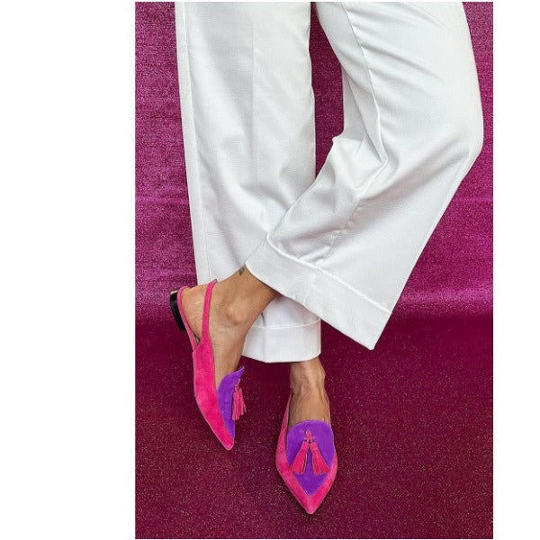 Flavia — Pointed Slingback Flats in Fuchsia and Purple