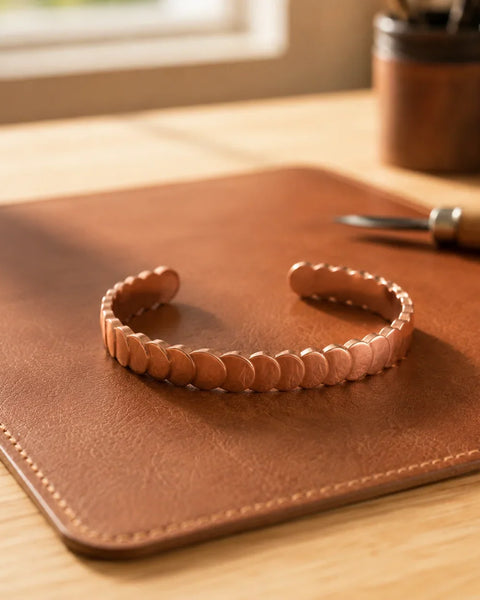 Jaime — Rope Edge Open Copper-Tone Cuff Bracelet