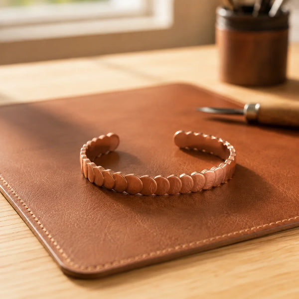 Jaime — Rope Edge Open Copper-Tone Cuff Bracelet