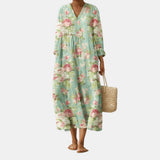 Dana — Mint Floral V-Neck Boho Maxi Dress