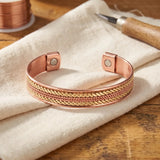Halle — Braided Edge Wide Copper-Tone Cuff Bracelet