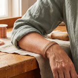 Halle — Braided Edge Wide Copper-Tone Cuff Bracelet