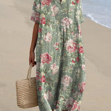Tiphaine — Sage Floral Midi Dress