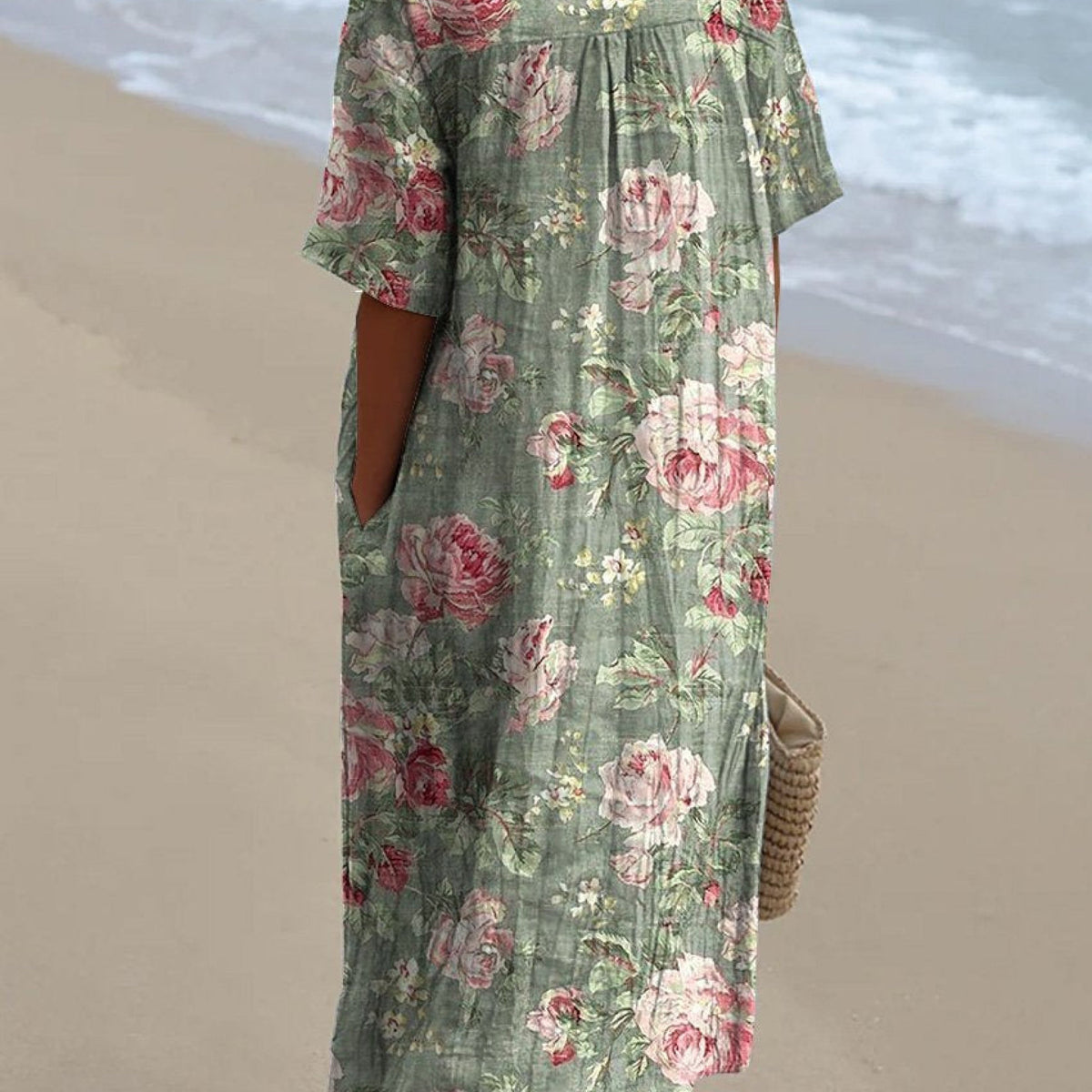 Tiphaine — Sage Floral Midi Dress
