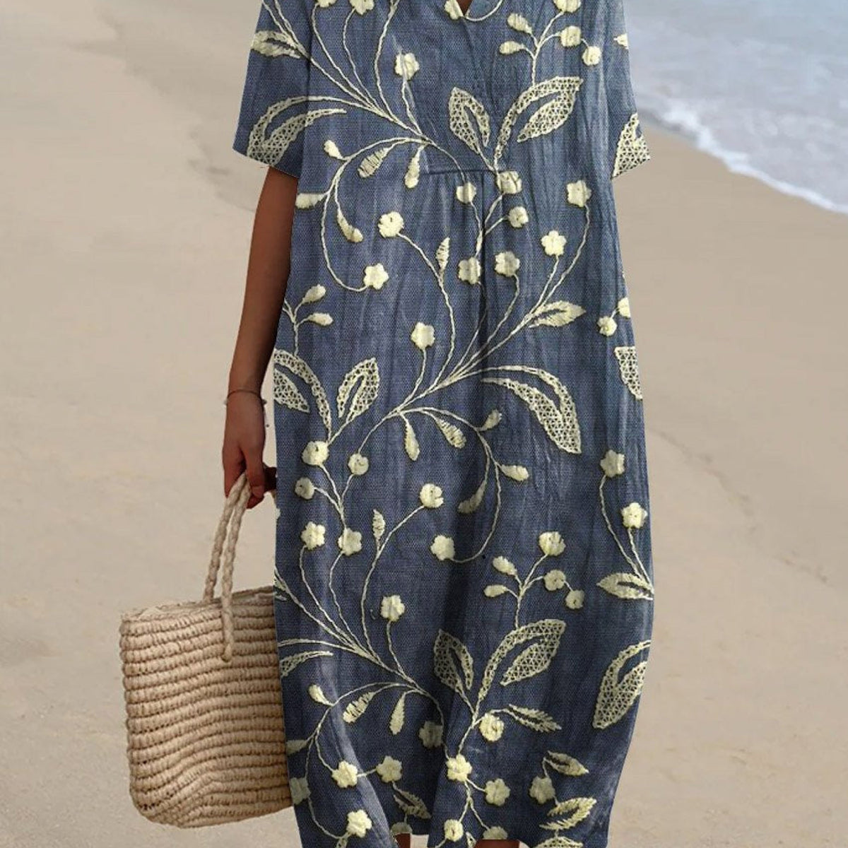 Zephyr — Navy Wildflower Midi Dress