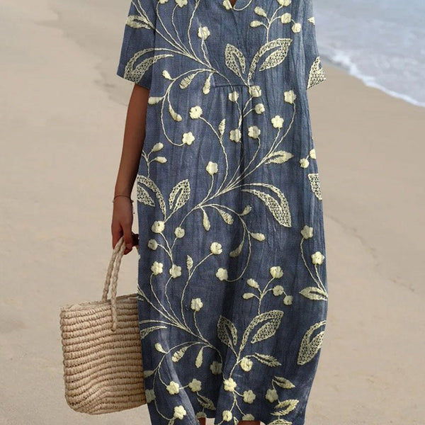 Zephyr — Navy Wildflower Midi Dress