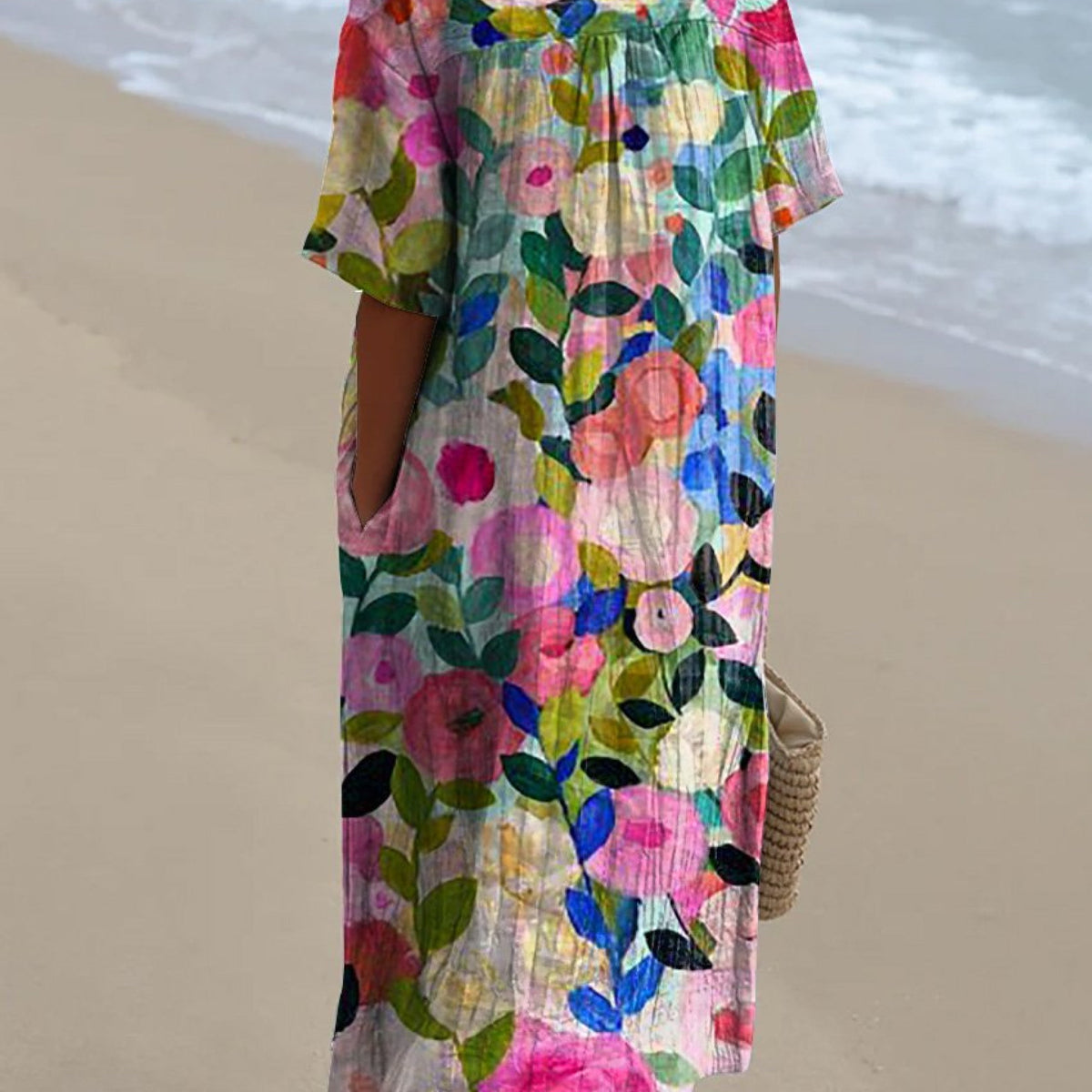 Oksana — Bright Floral Bouquet Midi Dress