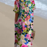 Oksana — Bright Floral Bouquet Midi Dress