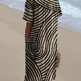 Gwyneth — Black Swirl-Stripe Midi Dress