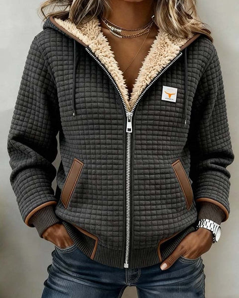 Bridgette — Cosy Textured Zip-Up Hooded Jacket